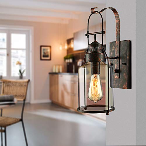 BAYCHEER-Industrial-Country-Style-18-H-Single-Light-Wall-Sconces-Wall-Lighting-Wall-Lamp-Wall-Fixture-Loft-Light-with-Cylinder-Glass-Shade-use-1-E26-Light-Bulb-in-Rust-0-4